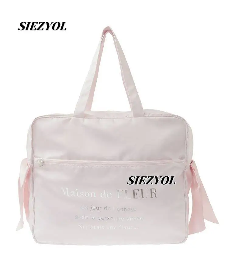 Handbag for Women Japanese Style New Arrival Daily Casual Cosmetic Bag Letter sweet Cute Double Bows Satin Travel Bags - view 6