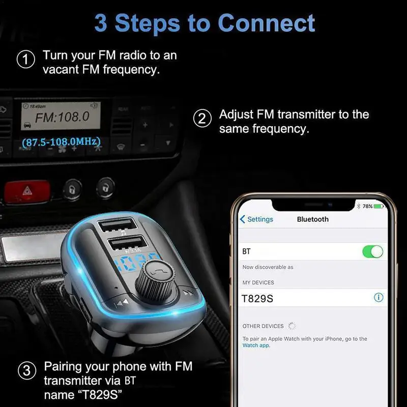 

Car Wireless Mp3 Player Wireless USB Car Adapter Streamlined Wireless Transmitter For Car Audio Players Compatibility Effortless