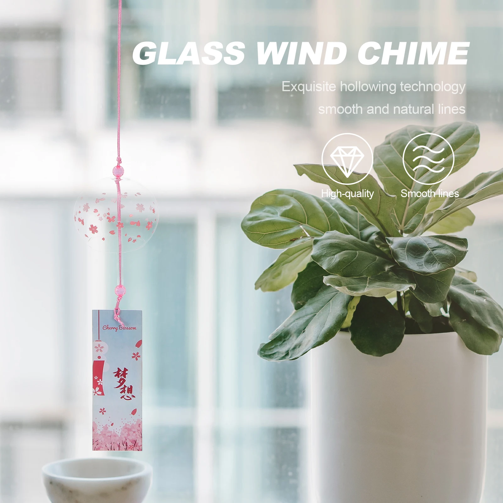 

1Pcs Glass Wind Chime Japanese Vintage Style Pendant Decorative Hanging Wind Bell Ornament Home Garden Garden Adornment