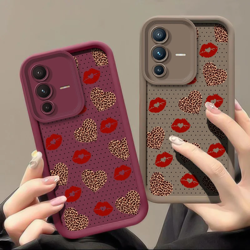 حافظة لهاتف Vivo V40 Pro V60 V50 V30 SE V30E V29E V29 V27E V27 V25 V23 V20 V21 غطاء شفاه قبلة قلب الحب #2