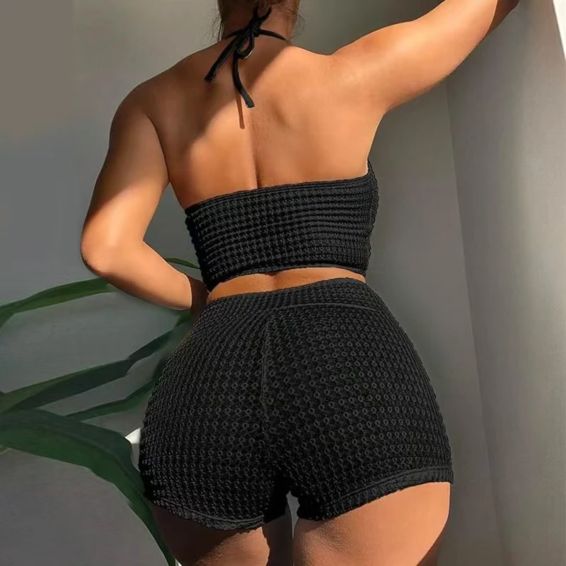 Sexy High Waist Bikini 2025 Women High Neck Swimwear Female Swimsuit Solid Bathers Swimming Bathing Swim Suit Summer Beachwear