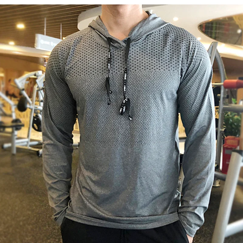 

Spring Autumn New Thin Sport Hoodie T Shirt Tops Men's Long Sleeve Solid Color All-match Pullovers Casual Fashion Men Clothing