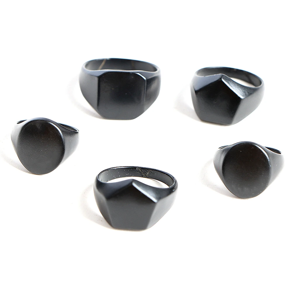 Wholesale Bulk 20Pcs/Lot Fashion Black Smooth Geometry Metal Jewelry Rings For Women Men Mix Style Party Gift Size 17mm to 21mm