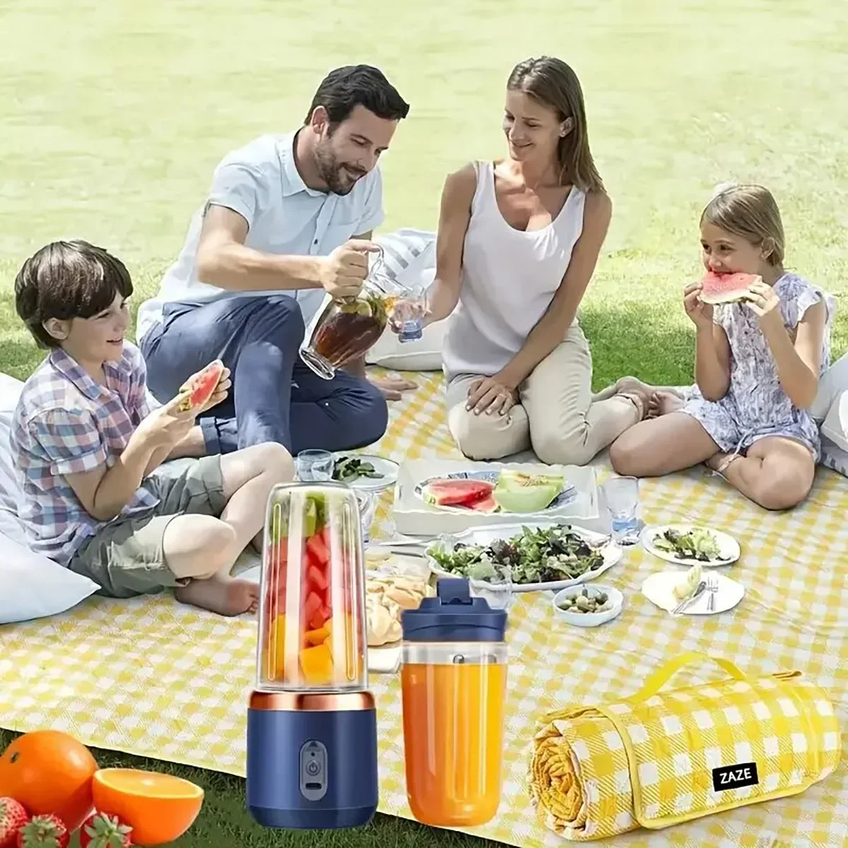 Frullatore e frullatore portatile 2 in 1 con 6 lame, ricarica USB, doppia tazza, adatto per fango di neve, frappè e gelato, regalo perfetto