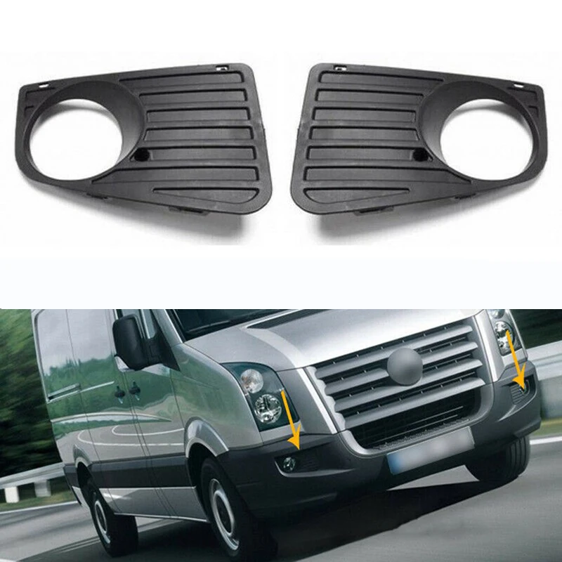 2E0807675 2E0807674 For VW Crafter 2006-2017 Front Bumper Fog Light Mesh Fog Lamp Grill Grille Cover Trim Accessories