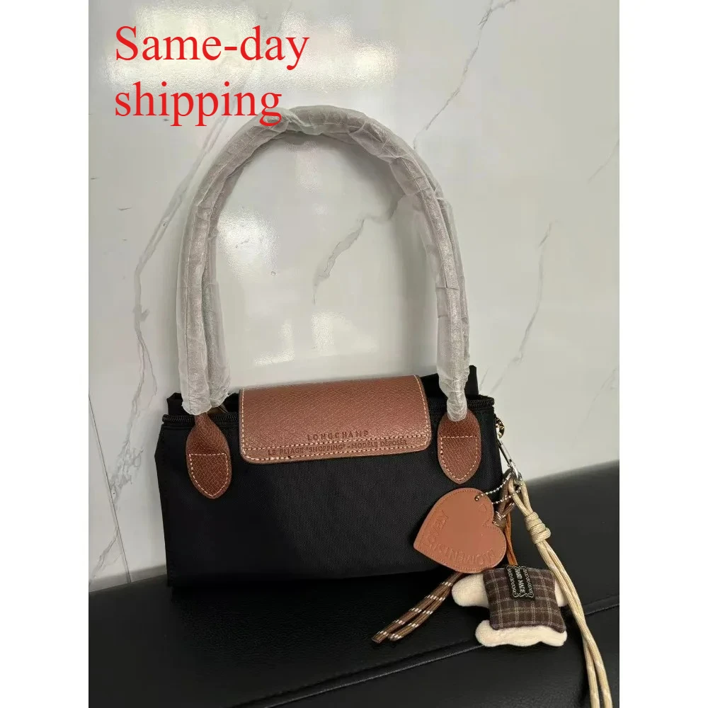 Bolsa tote de nylon dobrável multifuncional feminina Y2K 2026, bolsa de ombro única de grande capacidade, bolsa para o dia a dia