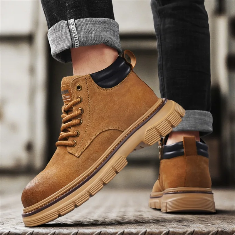 

Snow boots men's shoes winter with plush insulation Northeast cotton shoes fur integrated waterproof and anti slip thick sole he