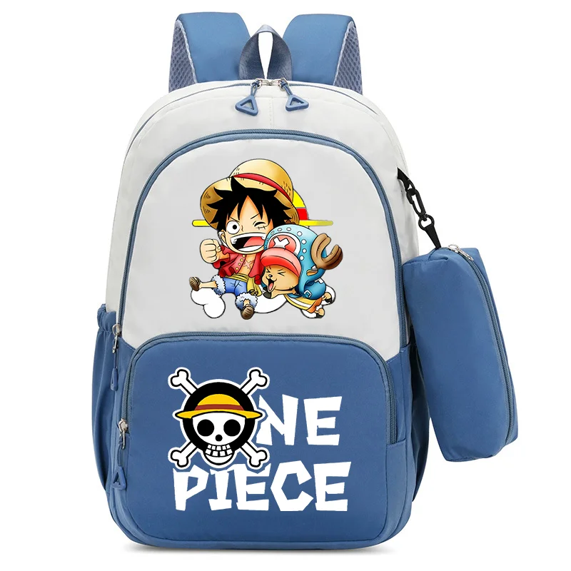 One Piece Backpack Student Large Capacity Men Sport Laptop Bag with Pencil Case Cartoon Anime Figure Schoolbag Birthday Gift