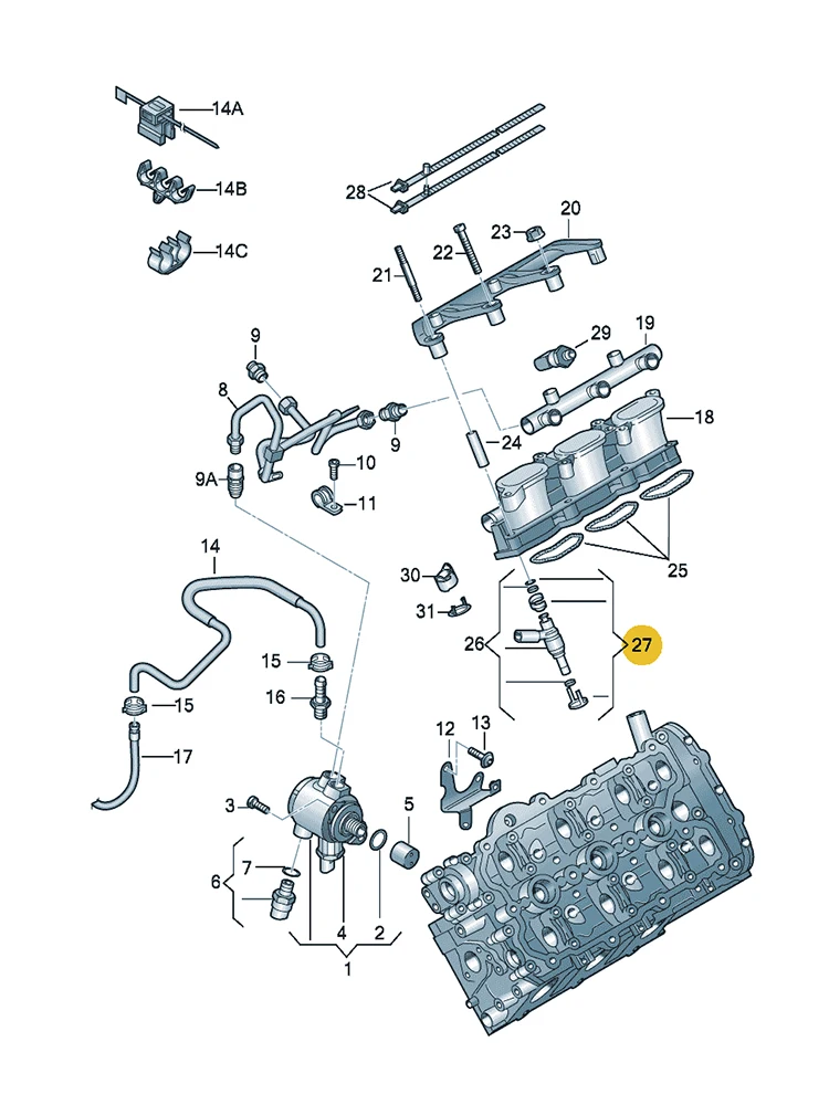 BOICY Fuel Injectors Seals Repair O-Ring Kit for Audi 2.4 2.8 4.2 A4/S4 A5/S5 A6/S6 A8 Q5 Q7 Tourareg 06E998907G 06E 998 907G