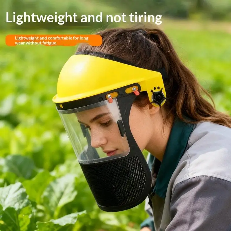 （CC44）1 Pc Lawn Mower Wire Mesh Protective Cover Adjustable Safety Helmet Hat Garden Grass Trimmer Protective Mask Shield view 3