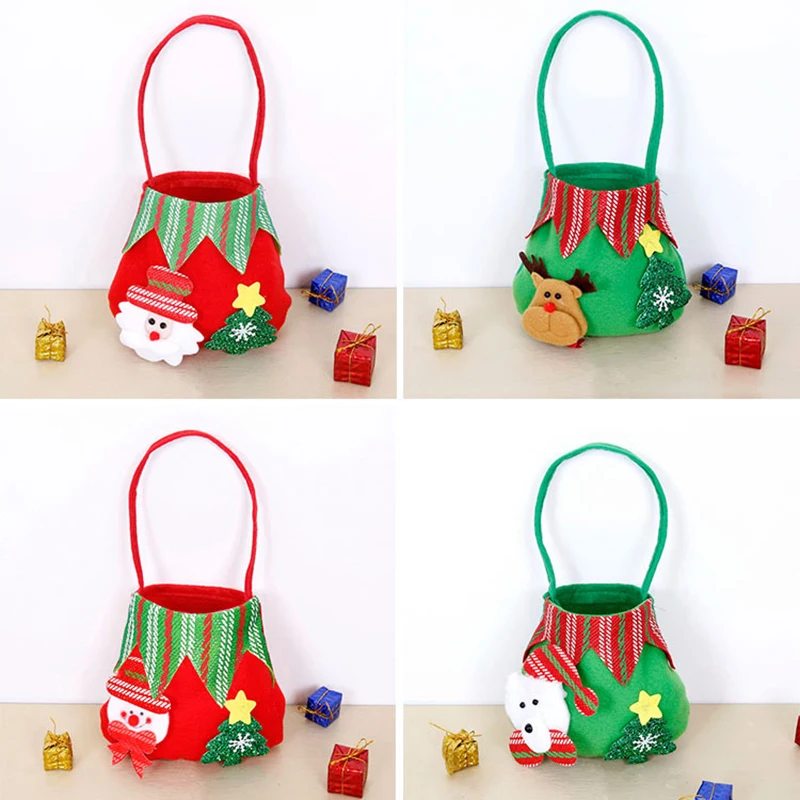 Christmas Santa Claus Sack Children Xmas Gifts Stocking Bag Exquisite Printed Christmas Candy Storage Portable Handbags Decor