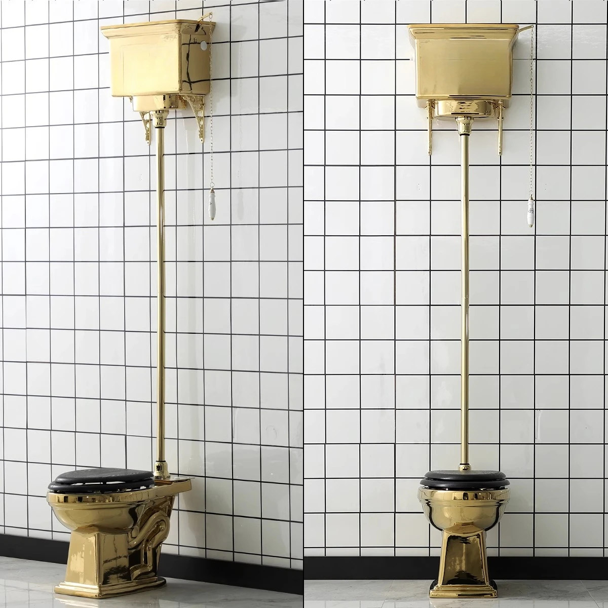 Electroplated local tyrant gold toilet high water tank tie rod gold toilet