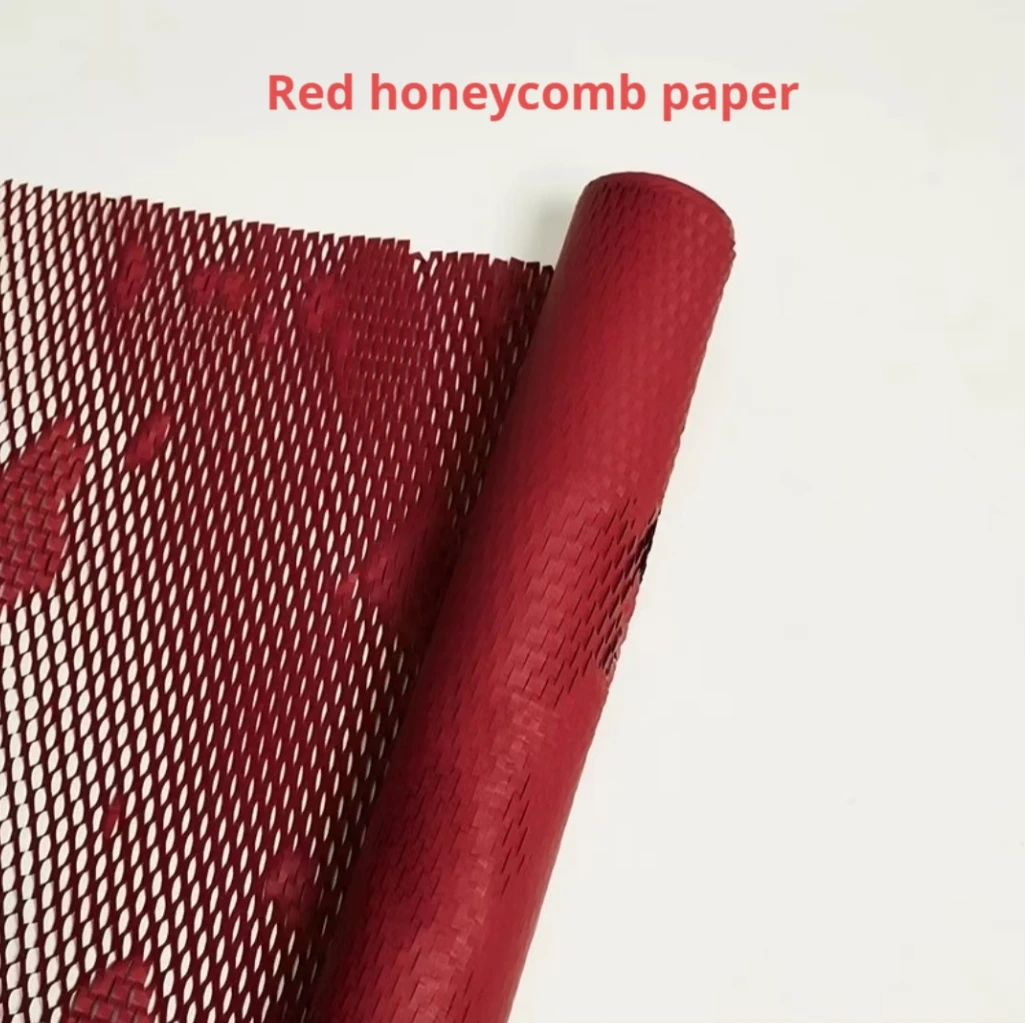 Red Honeycomb Packing Paper Recycled Moving Supplies Eco-Friendly Paper Packaged Bouquet Wrapping Decorations