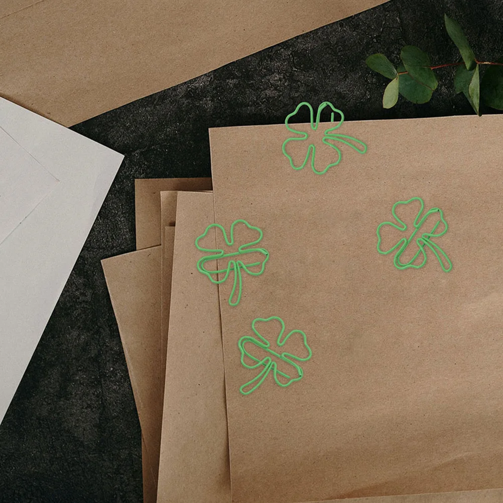 50 Buah Klip Kertas Penanda Logam Berbentuk Semanggi Empat Daun untuk Buku Kantor Sekolah Klip Penanda Portabel Multifungsi