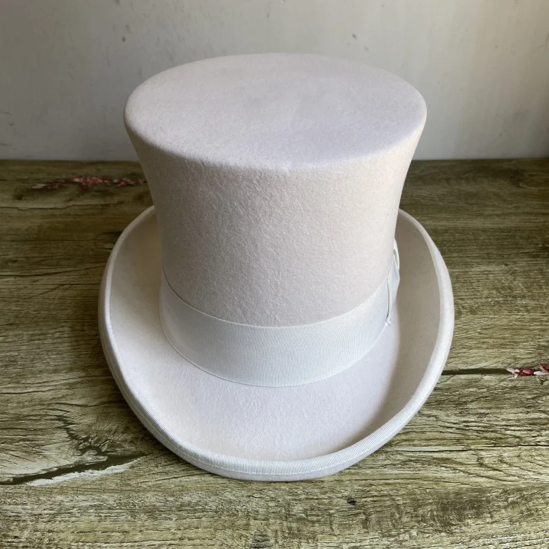Premium 18cm High Wool Top Hat Unisex Design for Cosplay Weddings Magic Shows Vintage Modern Styles Black Red White Gray