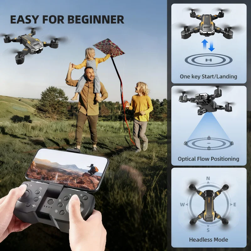 6K Drone HD Dual Camera, Foldable Four-Axis Brushless Motor Aircraft, FPV WIFI Function, Comes with Remote Control and Spare Par