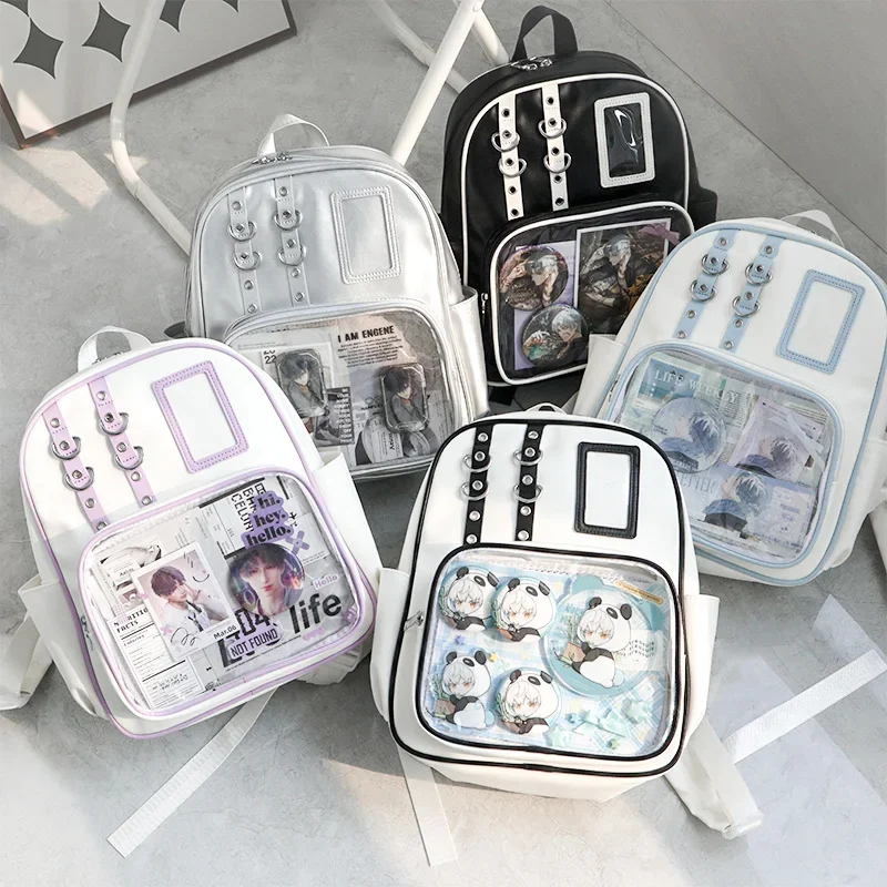 Y2K Girls Backpack Women Kawaii Ita Bag Sweet Girl Transparent Rucksack DIY Personality Display Knapsack Lolita Shoulder Bag