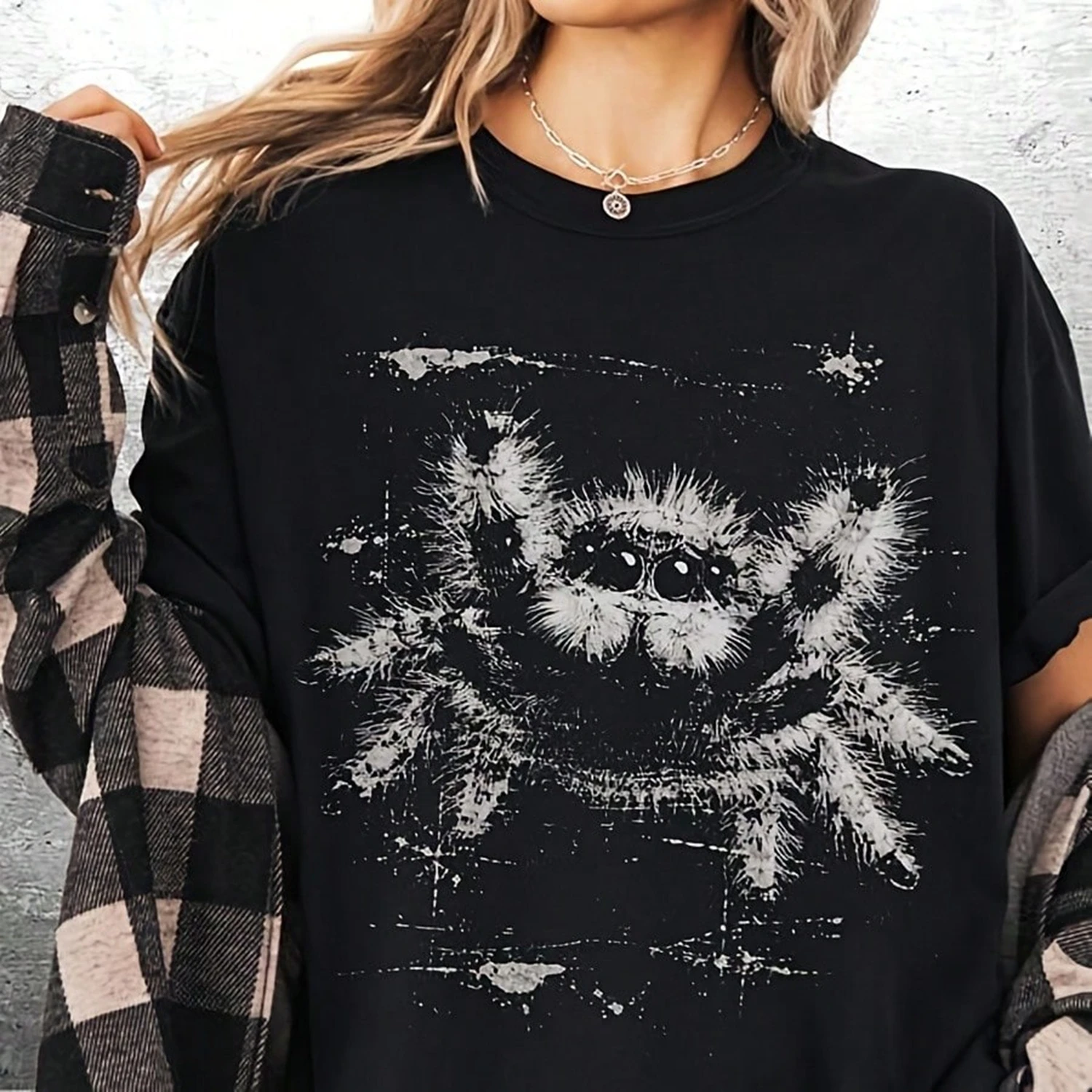 Jumping Spider Shirt, Grunge, Punk, Oversize, Womens, Mens, Unisex Colorful Streetwear Fashion Casual Graphic Shirt