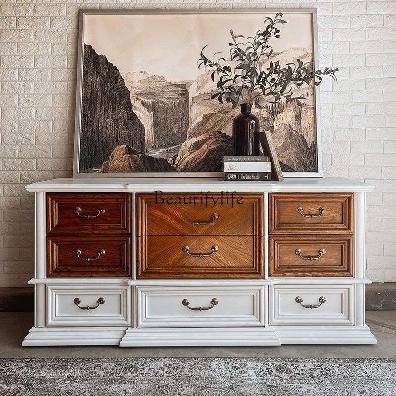 

yj21 yj31 American Country Style Solid Wood TV Cabinet French Vintage Distressed Mid-Century Living Room Sideboard Storage Cabin