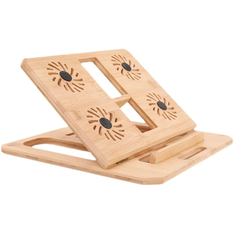 Suporte De Madeira Laptop Stand, Altura Ajustável, Cremalheira De Refrigeração