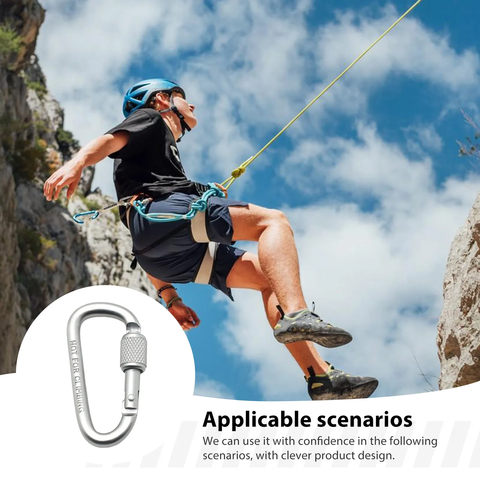 Aluminum Alloy Carabiner for Mountain Hiking Campers 2pcs D Type Locking Screw Gate Safety Hook Durable Lightweight