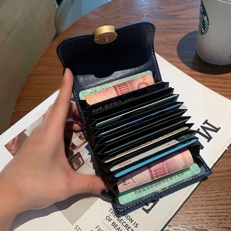 حامل بطاقات على شكل مشبك دائري من القماش بتصميم كلاسيكي صغير على طراز الأكورديون، حامل بطاقات متعدد يمكن أن يحمل بطاقات متعددة #2