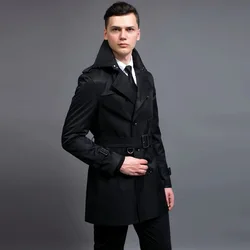CHAOJUE New Men's Trench Coat England Quality Beige Trenchcoat Plus Size 6XL Mens Trench Coat Male Slim Fit Jacket For Gift