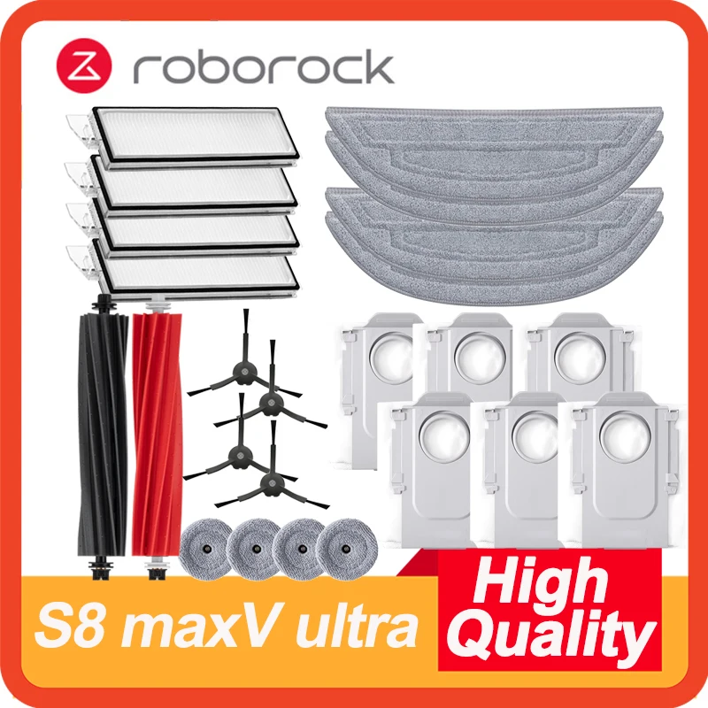 【Optional】Accessories Compatible with Roborock S8 MaxV Ultra Robot Vacuum,roller,Filter,Dust bag, mop cloth, Side brush