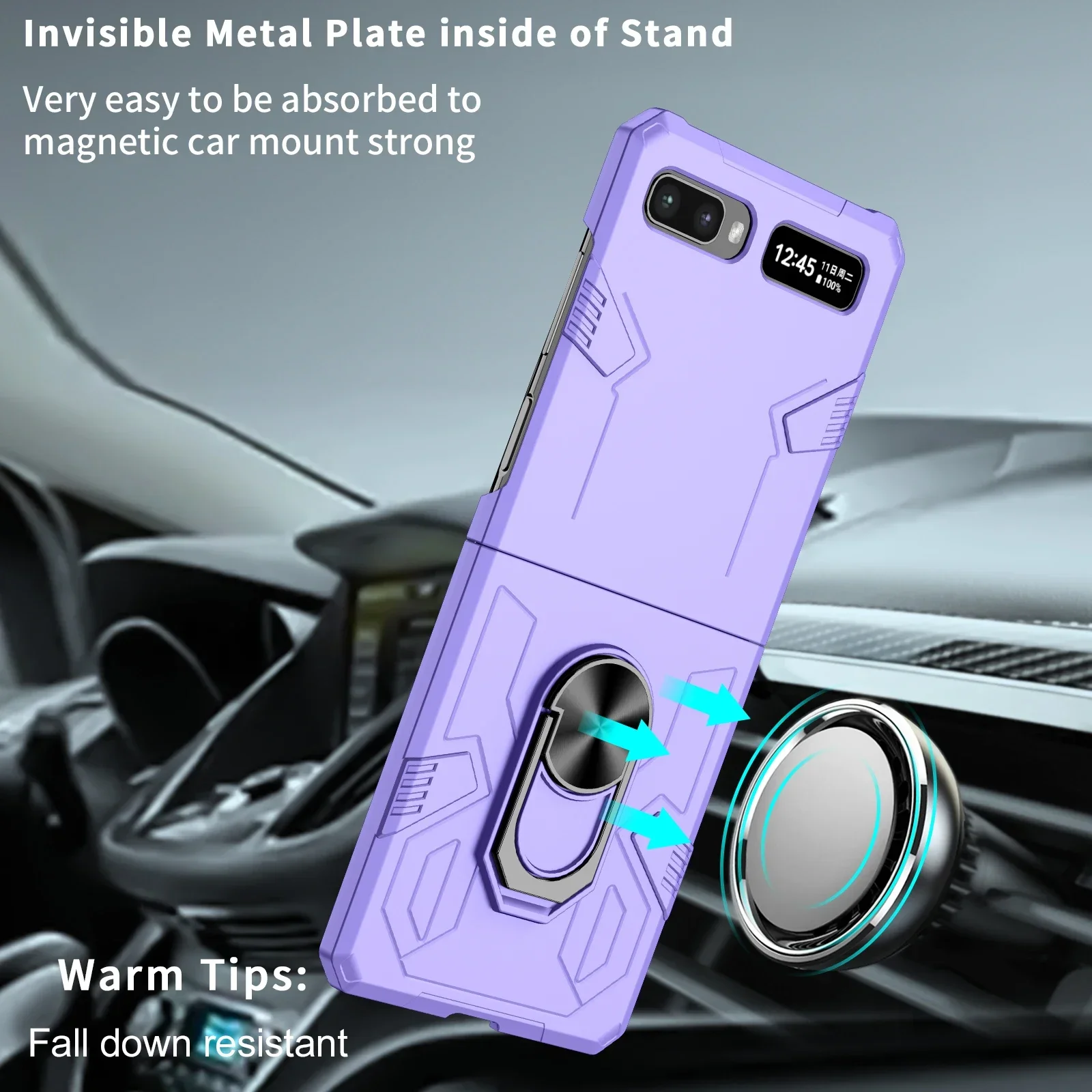 Anti-Drop Finger Ring Folding Coque Case for Samsung Galaxy Z Flip 5 4 3 2 1 Flip5 flip2 Flip1 Flip4 Flip3 5G Hard Cover Fundas