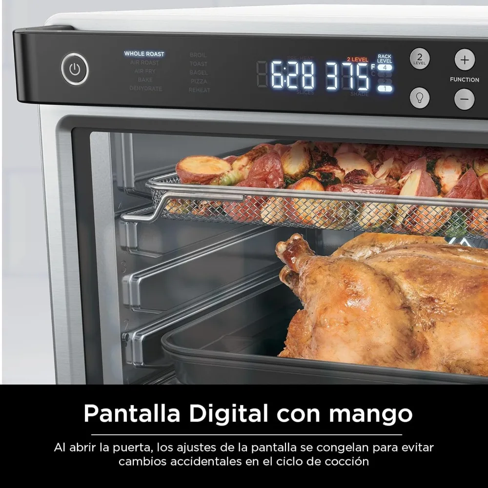 Foodi 10 en 1 XL Pro Air Fry Horno tostador de convección digital para encimera con deshidratar y recalentar, 1800 vatios, acero inoxidable