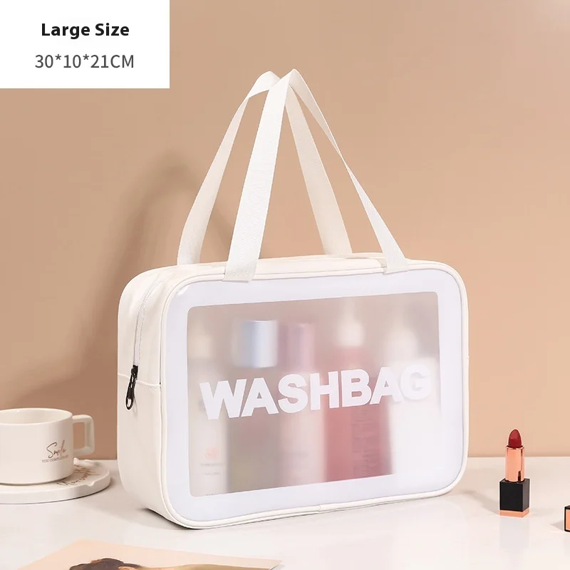 Large Clear Makeup Bag Waterproof PVC Travel Toiletry Pouch,Transparent Cosmetic Organizer,Portable Wash Bag for Women