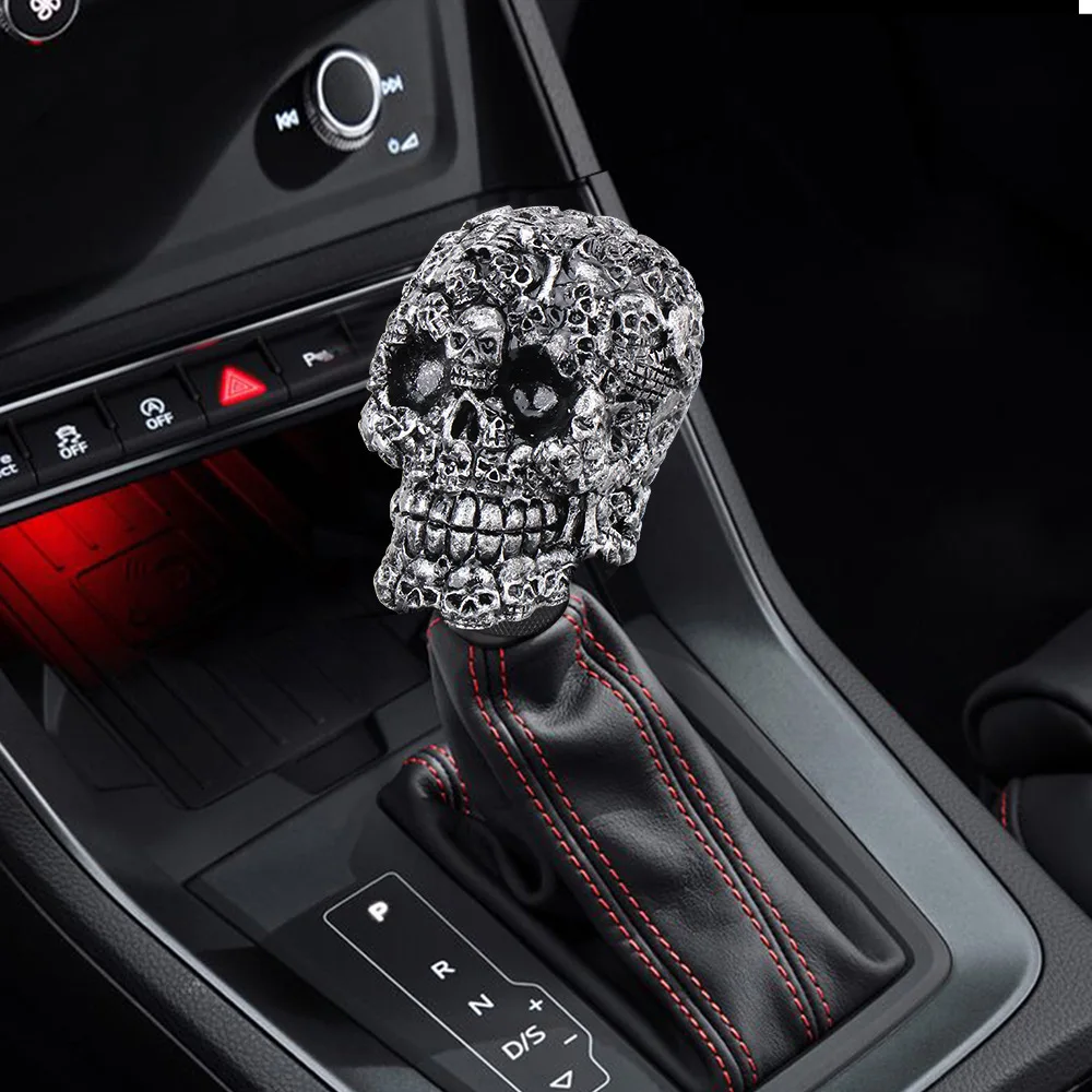 مقبض ناقل الحركة العالمي لجمجمة الهالوين - ملحق تعديل السيارة القوطية الرائعة من مادة الراتنج #4