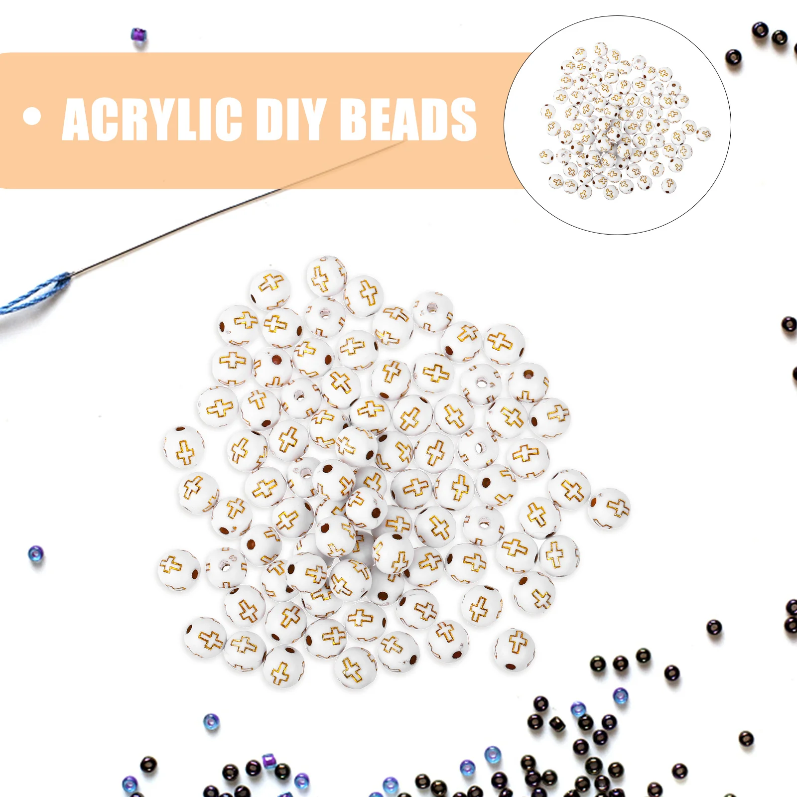 500 قطعة الاكريليك الصليب دائرة الخرز أسود أبيض DIY بها بنفسك مجوهرات اكسسوارات الحرفية فاصل ديكور دائري سوار القرط صنع الخرز