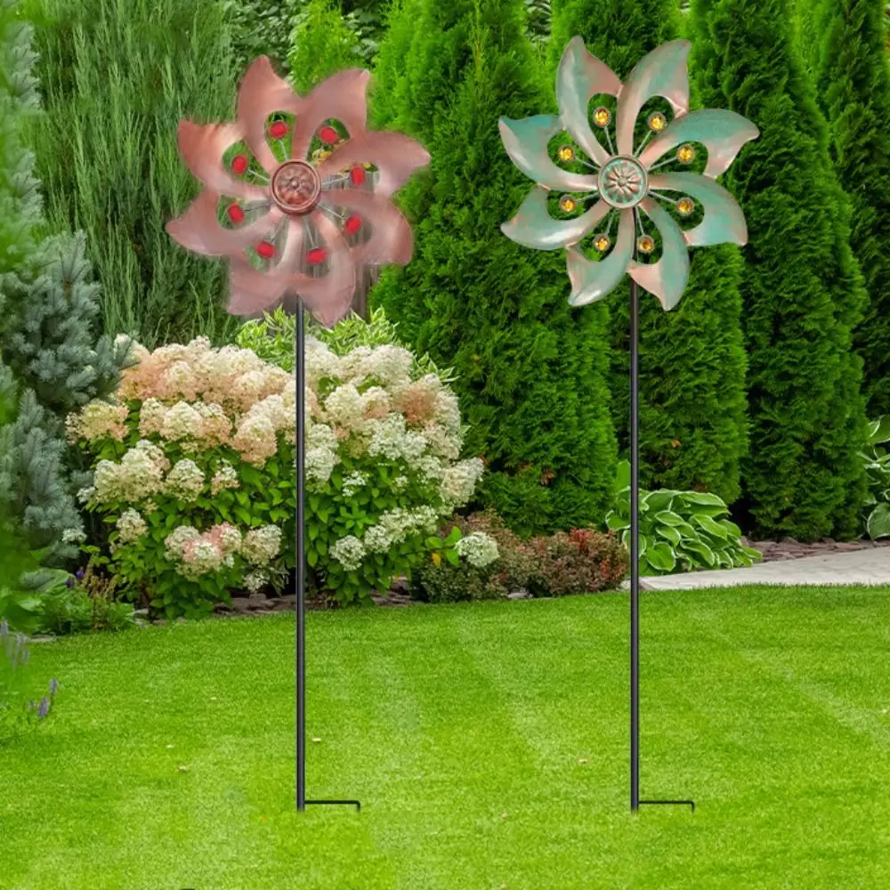 

Crafts Metal Wind Spinners Rotating Creative Double Windmill Sculpture Durable Gardening Plug Lawn