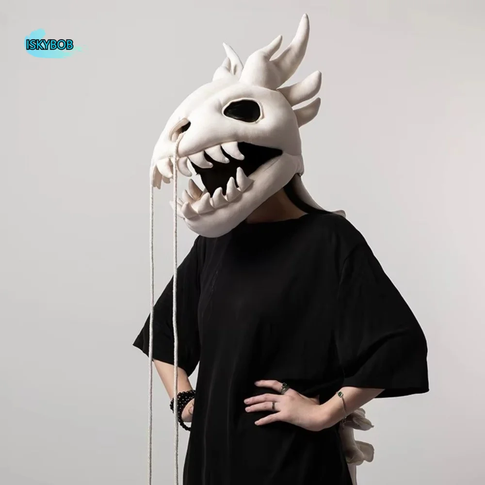 

3D Dinosaur Skeleton Mask Headgear Wearable Lifelike Dinosaur Bone Head Hat Breathable Cool Halloween Dinosaur Skull Headgear