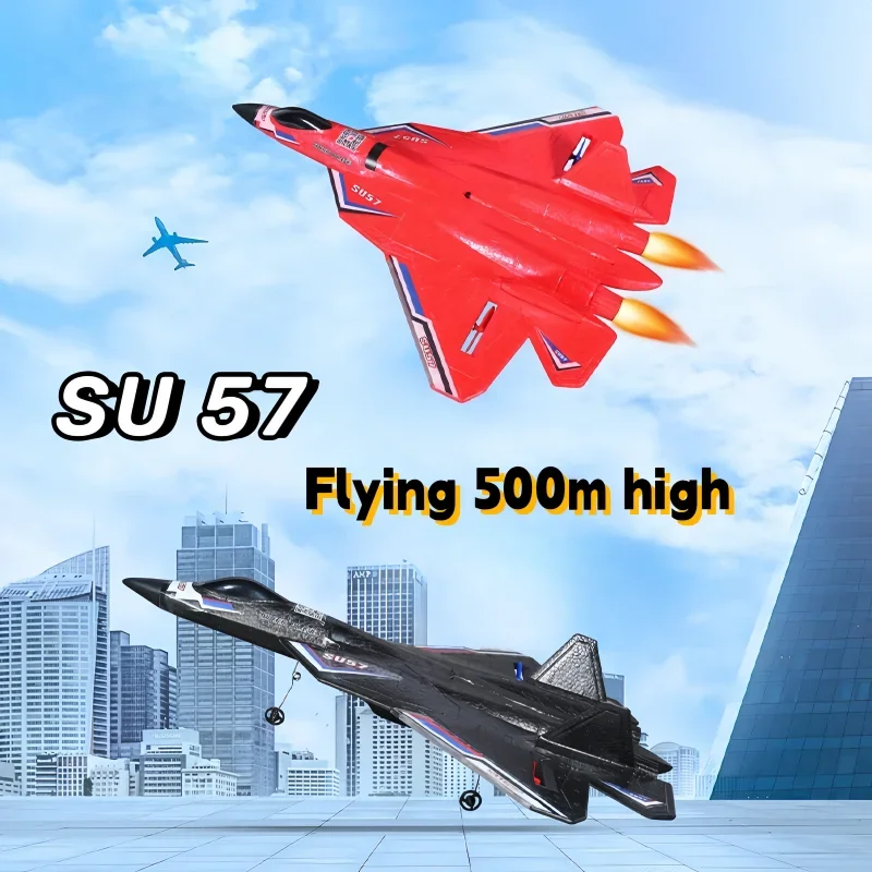 Fixed-Wing model aircraft remote control aircraft glider children's fall-resistant Su57 fighter model foam aircraft