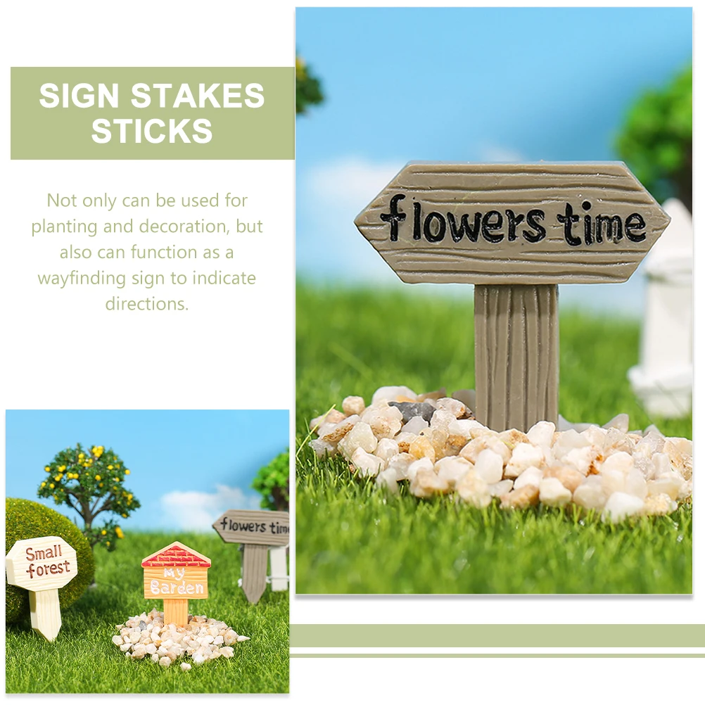 

12 Pcs Resin Succulents Decorations Micro Landscape Ornament Garden Landscaping Direction Board Model Bonsai Outdoor DIY