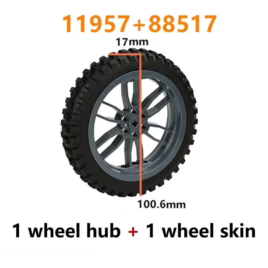 MOC Tire Wheel Hub Truck Construction Building Blocks mattoni tecnici Car Set moto Wheel 56145 56908 44309 92402 55976