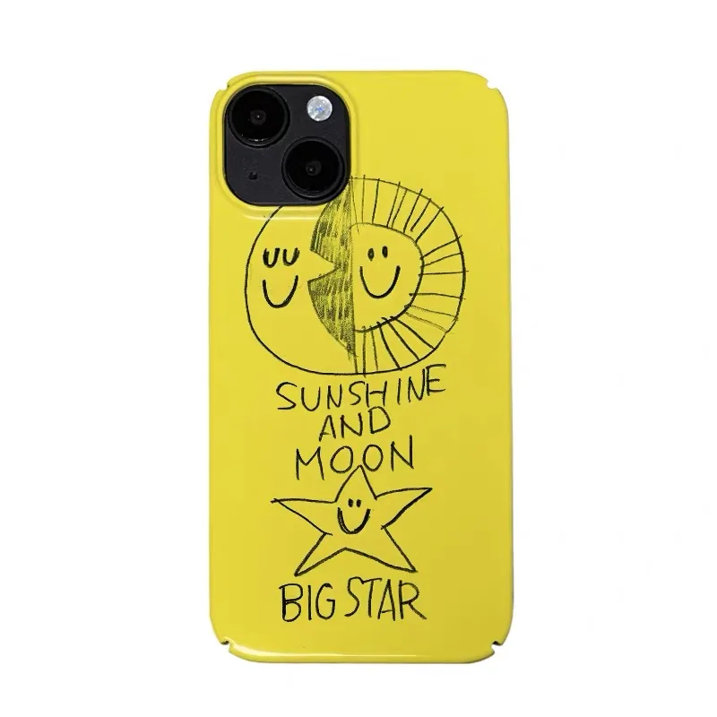 Casing HP Ins Yellow Smiling Star Art untuk IPHONE 17 Air 16E 15 PROMAX 14 Plus 13 12 MINI 11 PRO 16Plus XR Bahan Akrilik