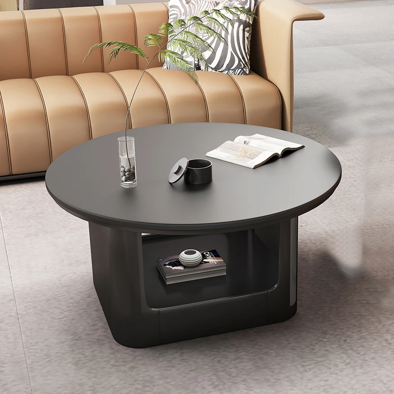 Round rock slab coffee table Cream style modern extremely simple advanced living room household coffee table