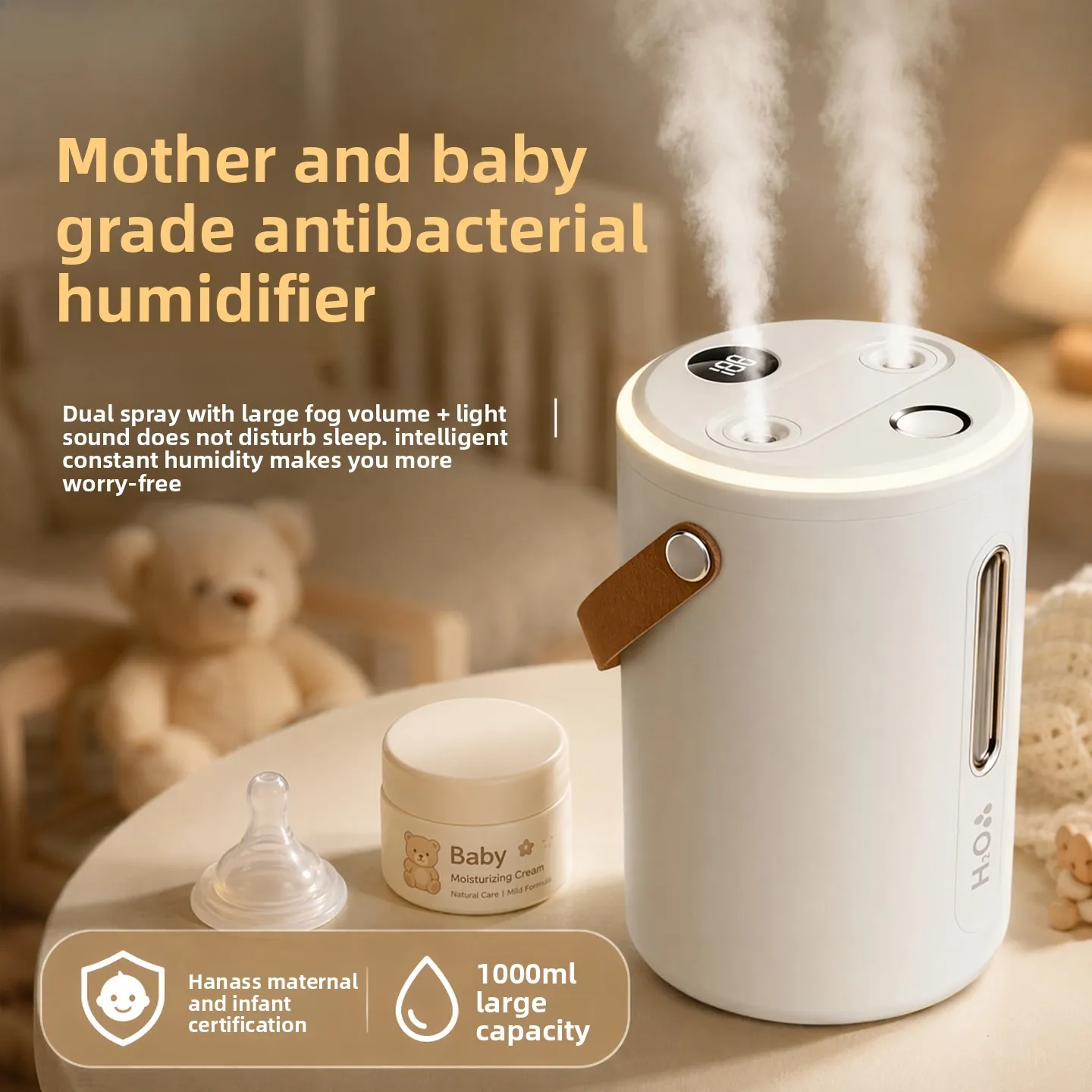 Large Capacity Desktop Humidifier Quiet High Mist Smart Constant Humidity for Bedroom Office Baby Room Home Air Care 공기 가습기