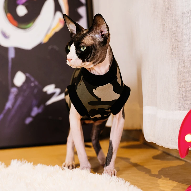 Camouflage Pattern Pet Dress Sphynx Hairless Cat Clothes for Cat Devon Rex Conis Cat Costume Kitten Outfits Sphynx Cat Dress