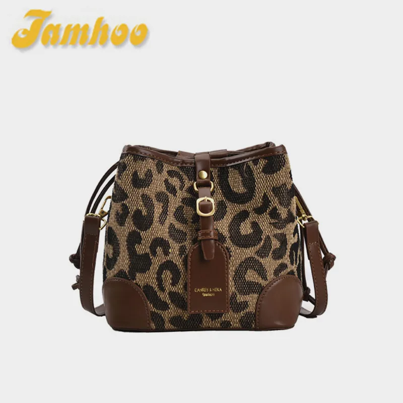 Jamhoo Leopard małe PU skórzane damskie wiadro Crossbody torby projektant torba na ramię luksusowa marka torebka damska Lady Trend Tote