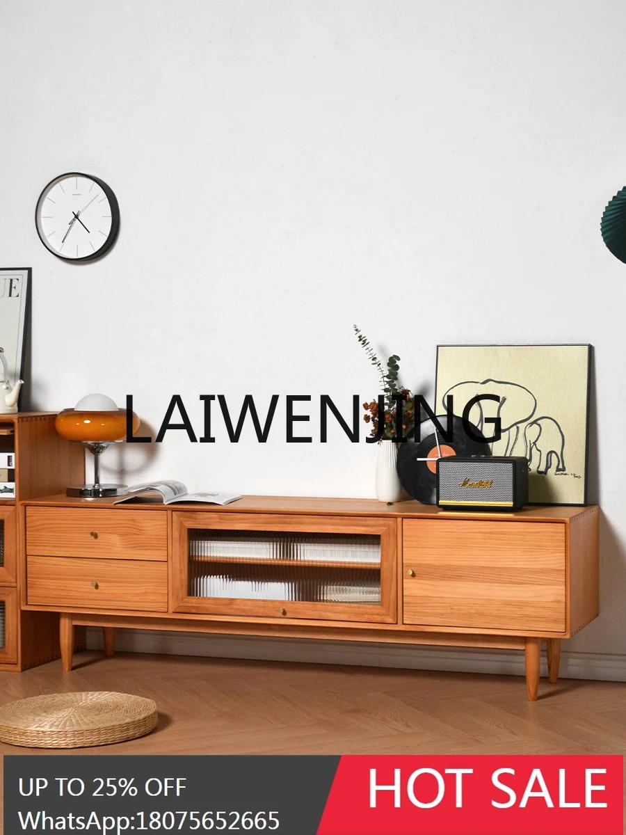 Solid Wood Wall TV Cabinet Living Room Bedroom Ultra Narrow Floor Simple Modern Locker Integrated