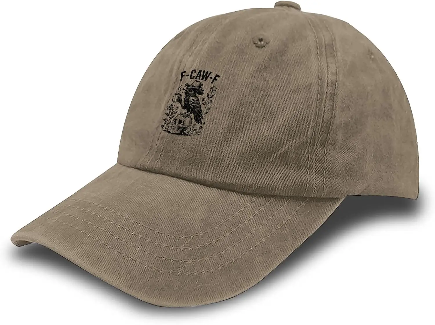 Vintage FCawF Gotycki Kruk z Dzikimi Kwiatami Czarny Ptak Kruk Kapelusze Męskie Niskie