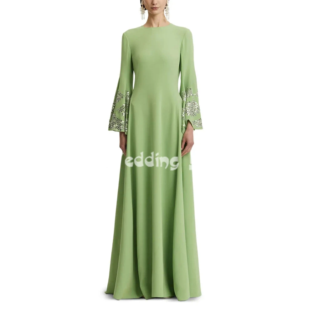 

Heyday женские драпированные с круглым вырезом и бисером трапециевидные вечерние платья в Саудовской Аравии с длинными рукавами длиной до пола, торжественное элегантное вечернее платье 2025