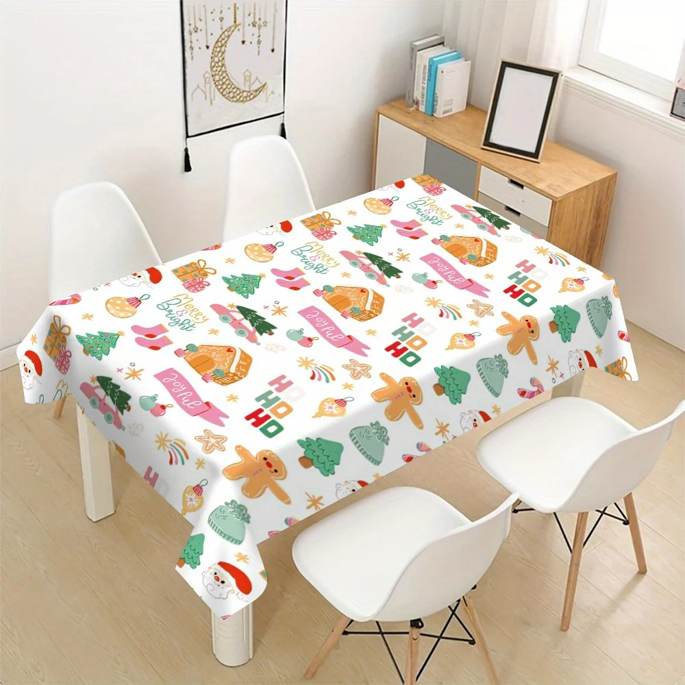 Cute Breakfast Picnic Tablecloth Waterproof Spillproof Kitchen Dining Table Cover for Home Decor