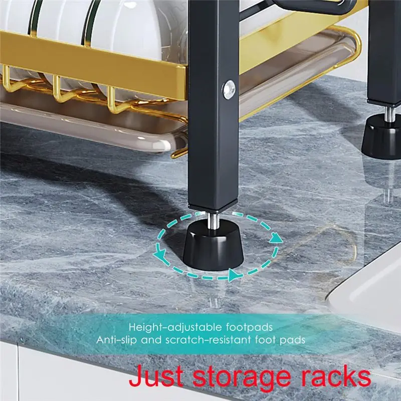 ABGG-Kitchen Countertop Bowl Rack Double-Layer Tableware Storage Rack Multifunctional Integrated Bowl Rack
