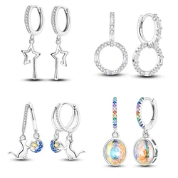 Original 925 Sterling Silver Eardrop Earrings Simple Snake Bone Pattern Hoop Earrings For Women Wedding Birthday Gift