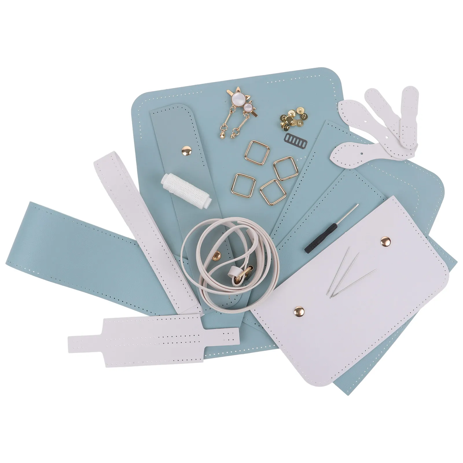 

1 set Woven Tote DIY Crafting Kit 2024 PU Making Materials Alloy Accessories Large Capacity Handmade Gift Set for Family